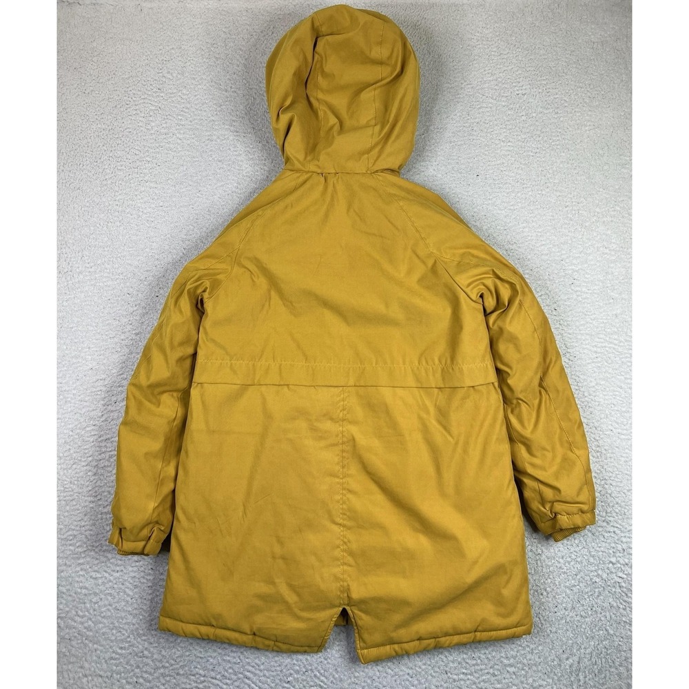 Zara Kids Parka Coat Youth 13-14 Yellow Hooded Faux Fur Trim Winter Insulated - Picture 2 of 10